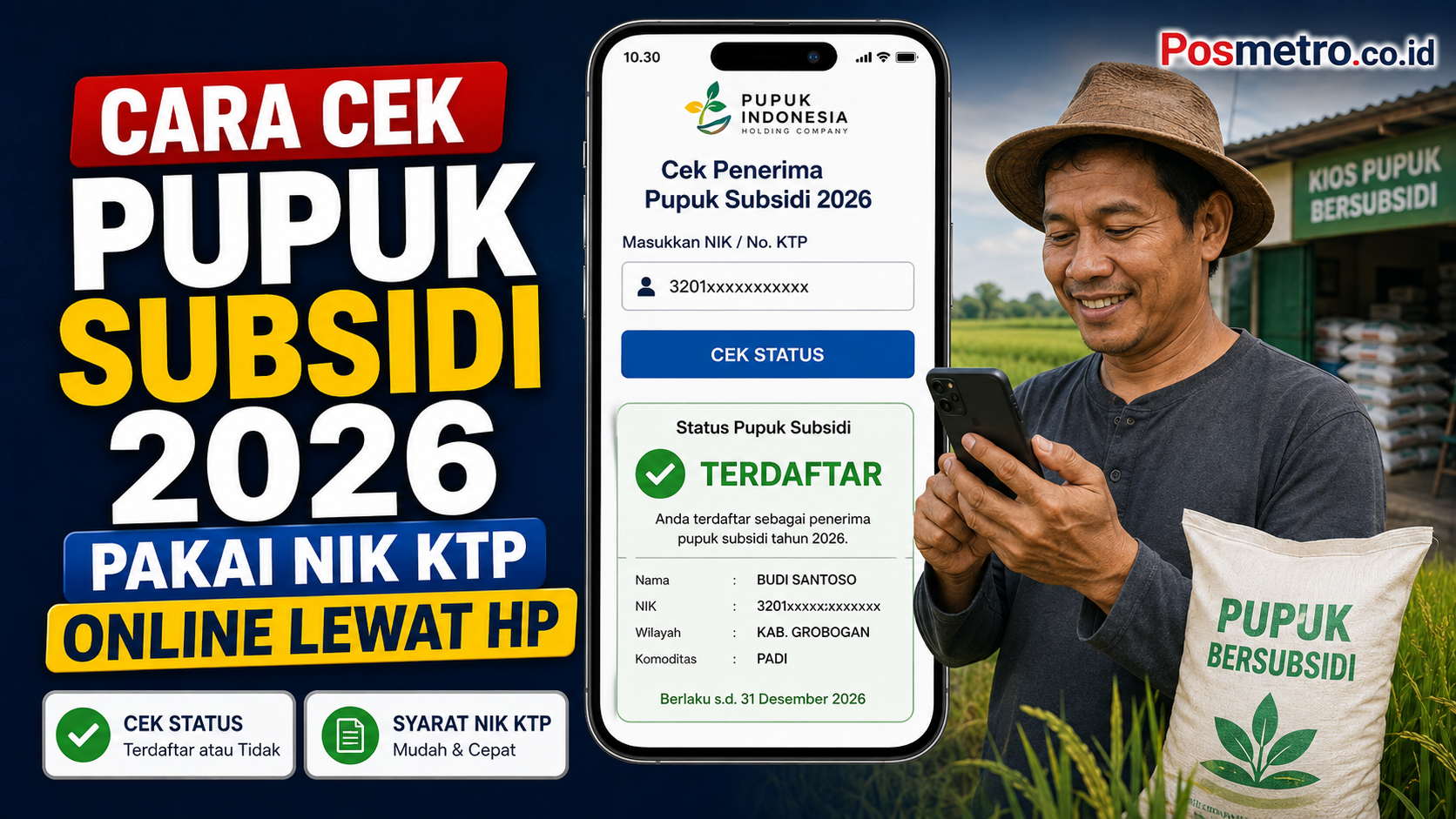 Cara Cek Pupuk Subsidi 2026 Pakai NIK KTP Secara Online Lewat HP